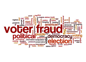 Obraz premium Voter fraud word cloud concept on white background.