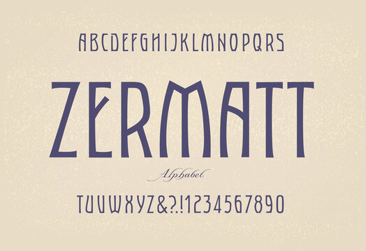 Zermatt; A minimalist and elegant luxury fashion alphabet with a nod to Art Nouveau type stylings.