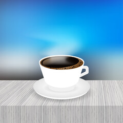 A Cup of Coffee and saucer, realistic. Vector stock illustration.