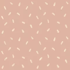 Tapeten Boho Stil Wüstenstaub böhmische handgezeichnete Doodle texturierte verstreute Strichlinien nahtloses Muster in errötendem Rosa und Cremeweiß
