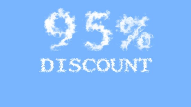 95% discount cloud text effect sky isolated background. animated text effect with high visual impact. letter and text effect. 
