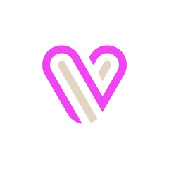 nb heart initial based letter icon logo minimalist modern logo design template