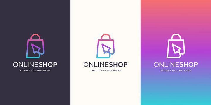 Online Shop Logo designs Template, set of Vector illustration,