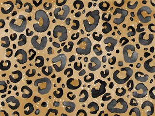 Abstract minimalist watercolor background with vector illustration hand drawn fashion fur leopard wallpaper. Wild nature and animal wool pattern. Design covers, print for textiles, social media page.