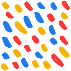 Abstract hand-painted blots. In multi-colored hand-drawn ones with a brush. Line with a brush or pen for texture. Watercolor colored dots, abstract background. Vector texture. Vector illustration