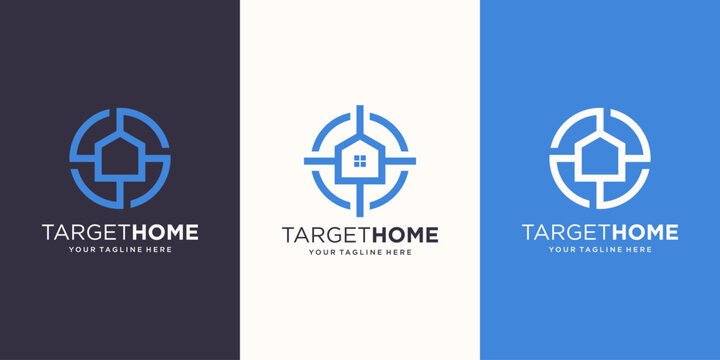 target home Logo designs Template. house combined with target sign.