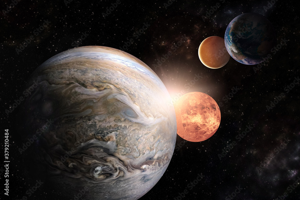 Wall mural planets in solar system in the starry universe with copy space elements of this image furnished by n