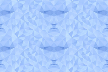 Obraz premium Polygonal abstract blue face on a blue background. Seamless pattern. Low poly design. Creative geometric vector illustration.