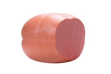Boiled sausage isolated on white.