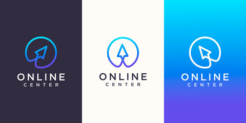 Creative Online Logo designs Template. cursor combined with circle. - obrazy, fototapety, plakaty