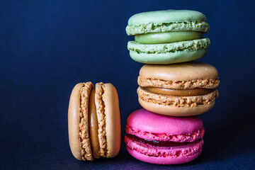 macaroons on a black background 
