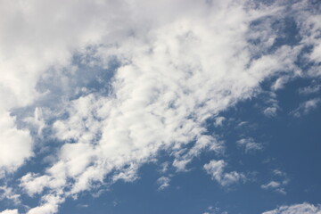 Blue sky with clouds and sun.
