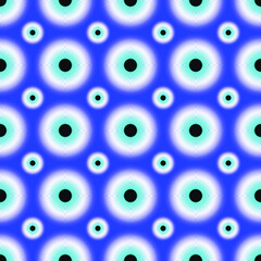 Evil eyes seamless pattern. Turkish eyes beads background. Gradient geometric design. Blue vector mosaic pattern. 