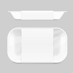 Blank tray container mockup.  Top and side view. Vector illustration. Template ready for your design. EPS10.	