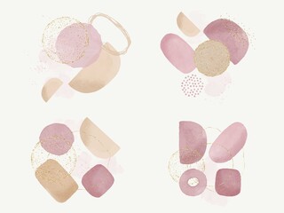 Abstract minimalist artwork watercolor background with vector illustration hand drawn shapes circles. Contemporary artist 2020. Design decorative mid century modern posters, covers, social media page.
