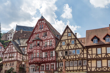 Fototapeta na wymiar Fachwerkarchitektur in der Altstadt von Miltenberg in Unterfranken, Bayern