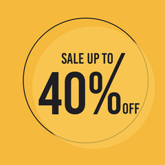 40% OFF Special Offer Discount. Big Sale Promotion Vector Poster. Price Discount Offer Design. Season Sale Promo Colorful Abstract Design Sticker or Invitation Coupon.