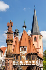 Historisches Altes Rathaus auf dem Marktplatz in Michelstadt im Odenwald, Hessen