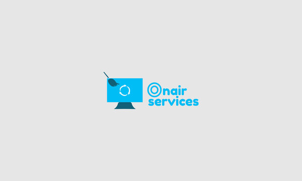 Logo for computer wash, repair company or shop. Minimal flat logo design template