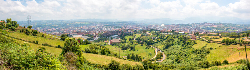 Fototapeta na wymiar Panorama of Oviedo from the mountain called Monte Naranco Northern Spain Asturias