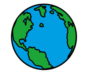 Planet earth on a white background. Cartoon. Vector illustration.