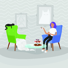 Woman Enjoying Her Tea With A Cookie