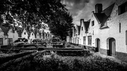 Fototapeta premium The 'Princely Beguinage Ten Wijngaarde' with its white-coloured house fronts and tranquil convent garden founded in 1245