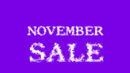 November Sale cloud text effect violet isolated background. animated text effect with high visual impact. letter and text effect. 