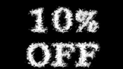 10% Off cloud text effect black isolated background. animated text effect with high visual impact. letter and text effect. 