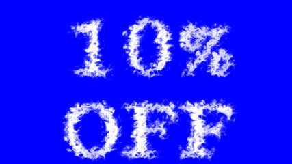 10% Off cloud text effect blue isolated background. animated text effect with high visual impact. letter and text effect. 
