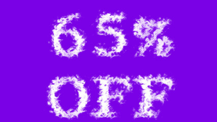 65% Off cloud text effect violet isolated background. animated text effect with high visual impact. letter and text effect. 