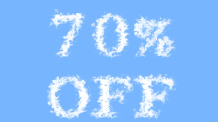 70% Off cloud text effect sky isolated background. animated text effect with high visual impact. letter and text effect. 