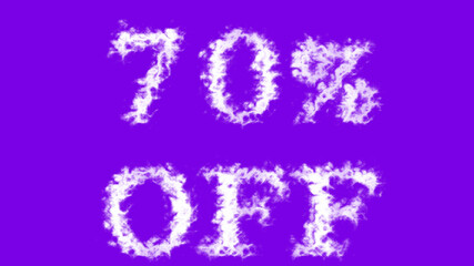 70% Off cloud text effect violet isolated background. animated text effect with high visual impact. letter and text effect. 