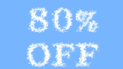 80% Off cloud text effect sky isolated background. animated text effect with high visual impact. letter and text effect. 