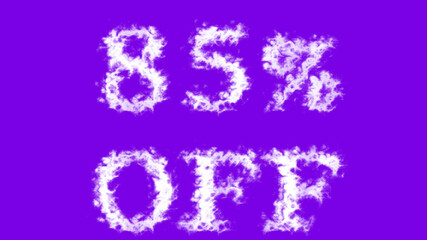 85% Off cloud text effect violet isolated background. animated text effect with high visual impact. letter and text effect. 