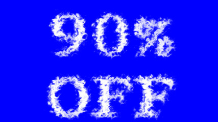 90% Off cloud text effect blue isolated background. animated text effect with high visual impact. letter and text effect. 