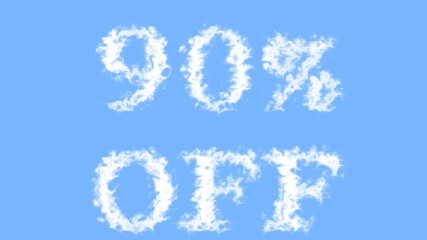 90% Off cloud text effect sky isolated background. animated text effect with high visual impact. letter and text effect. 