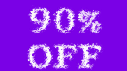 90% Off cloud text effect violet isolated background. animated text effect with high visual impact. letter and text effect. 