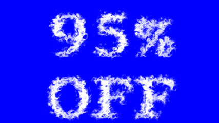 95% Off cloud text effect blue isolated background. animated text effect with high visual impact. letter and text effect. 