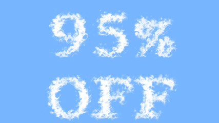 95% Off cloud text effect sky isolated background. animated text effect with high visual impact. letter and text effect. 