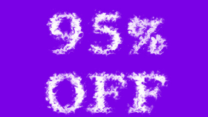 95% Off cloud text effect violet isolated background. animated text effect with high visual impact. letter and text effect. 