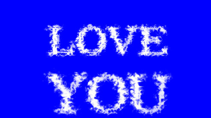 Love You cloud text effect blue isolated background. animated text effect with high visual impact. letter and text effect. 