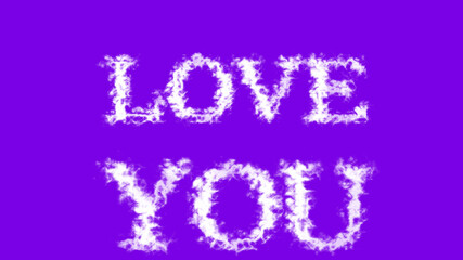Love You cloud text effect violet isolated background. animated text effect with high visual impact. letter and text effect. 