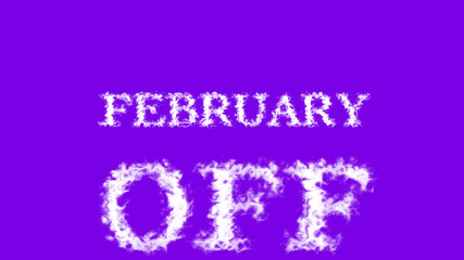 February Off cloud text effect violet isolated background. animated text effect with high visual impact. letter and text effect. 