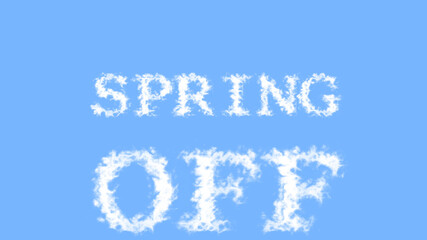 Naklejka na ściany i meble Spring Off cloud text effect sky isolated background. animated text effect with high visual impact. letter and text effect. 