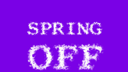 Spring Off cloud text effect violet isolated background. animated text effect with high visual impact. letter and text effect. 