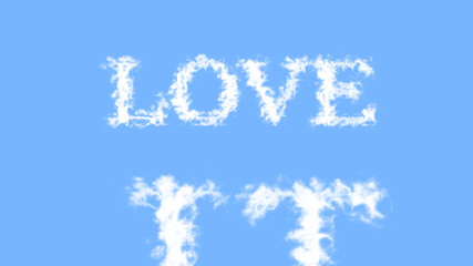 Love It cloud text effect sky isolated background. animated text effect with high visual impact. letter and text effect. 