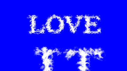 Love It cloud text effect blue isolated background. animated text effect with high visual impact. letter and text effect. 