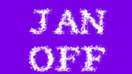 Jan Off cloud text effect violet isolated background. animated text effect with high visual impact. letter and text effect. 