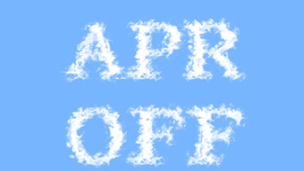 Apr Off cloud text effect sky isolated background. animated text effect with high visual impact. letter and text effect. 